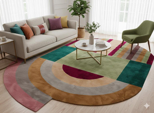 Custom Viscose Rug: Hand-Tufted Contemporary Colorful Design