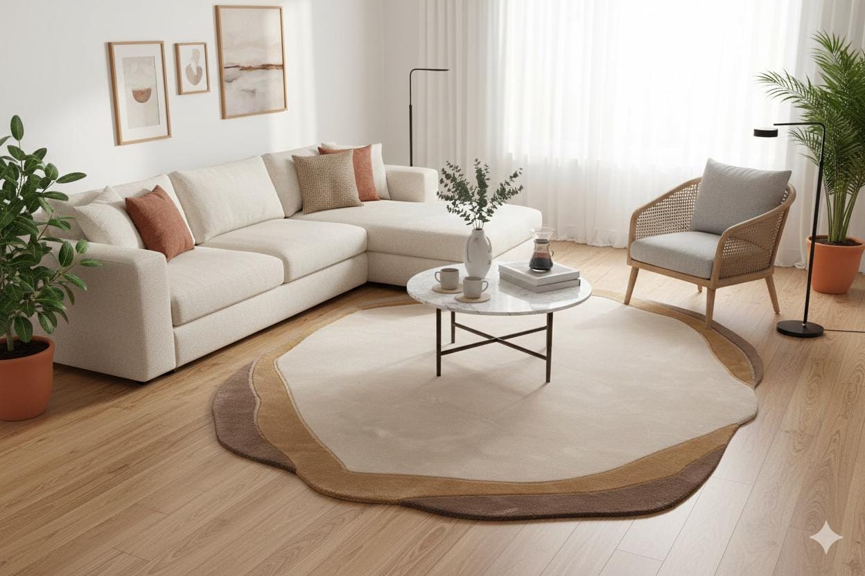Custom Hand-Tufted Viscose Rug: Contemporary Beige Design