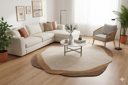 Custom Hand-Tufted Viscose Rug: Contemporary Beige Design