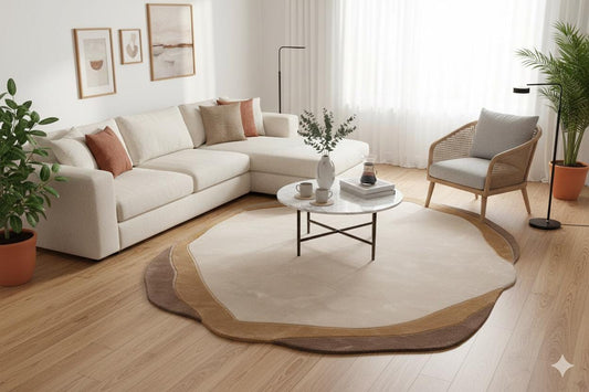 Custom Hand-Tufted Viscose Rug: Contemporary Beige Design