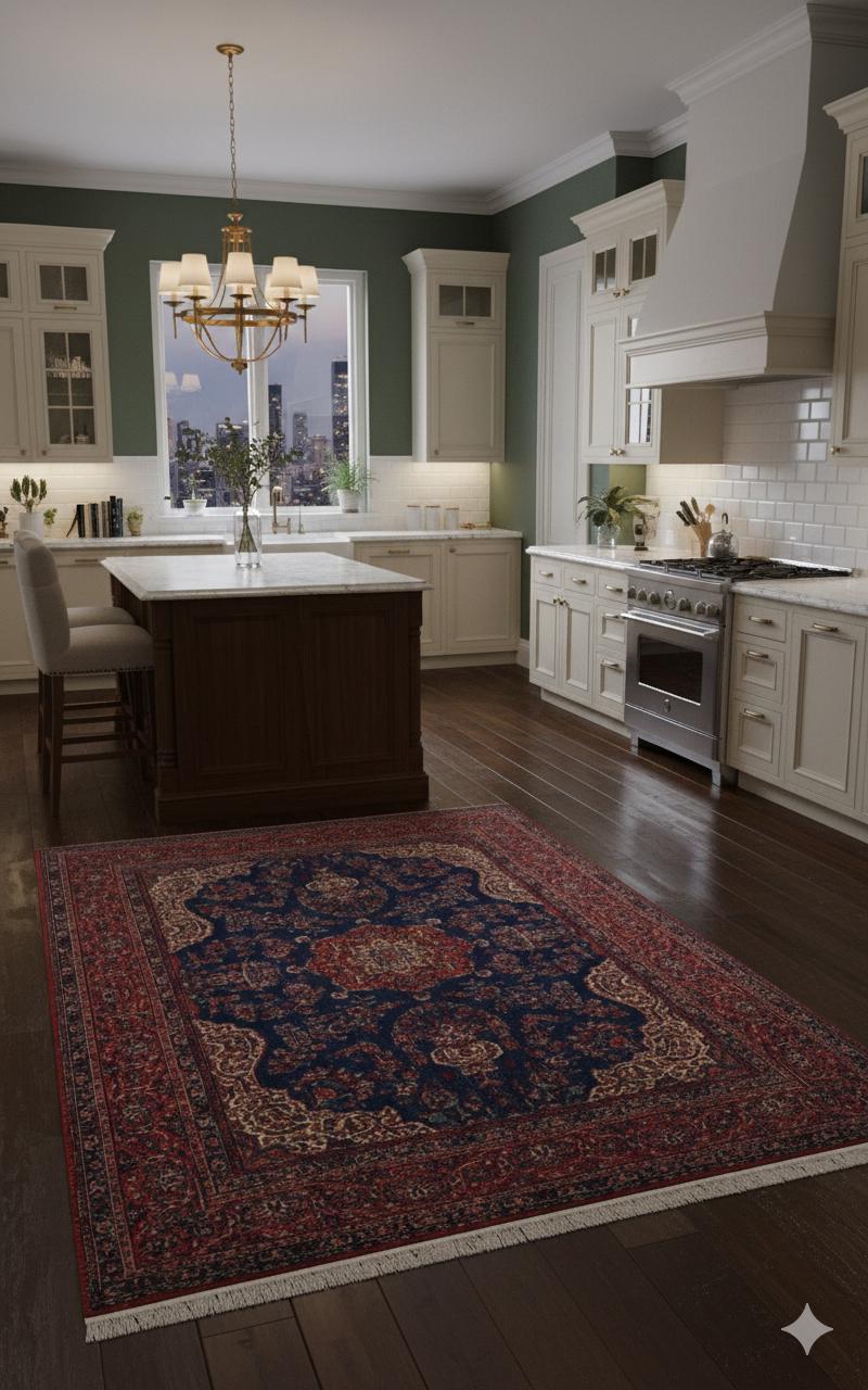 Red Vintage Oriental Rug: Classic Washable Rug with Tassels