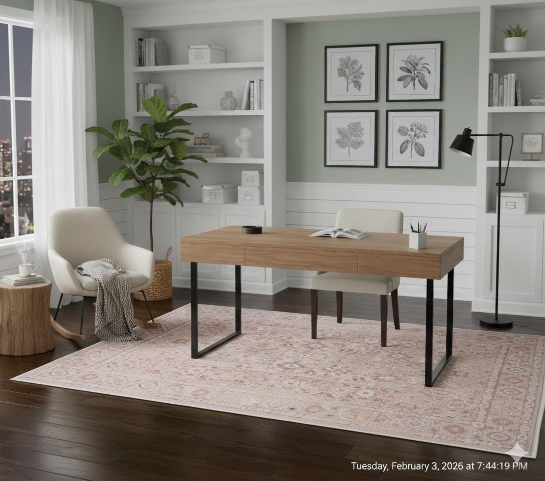 Blush Turkish Style Rug: Vintage Floral Area Carpet