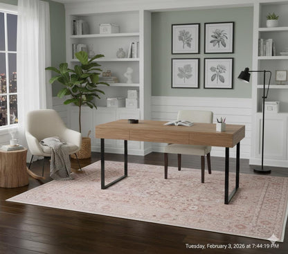 Blush Turkish Style Rug: Vintage Floral Area Carpet