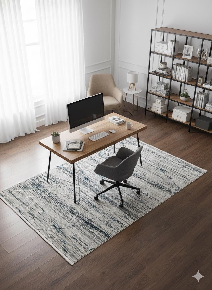 Modern Abstract Area Rug – Distressed Linear Design, Pastel Tones, 160x230cm