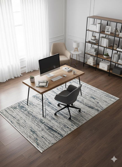 Modern Abstract Area Rug – Distressed Linear Design, Pastel Tones, 160x230cm