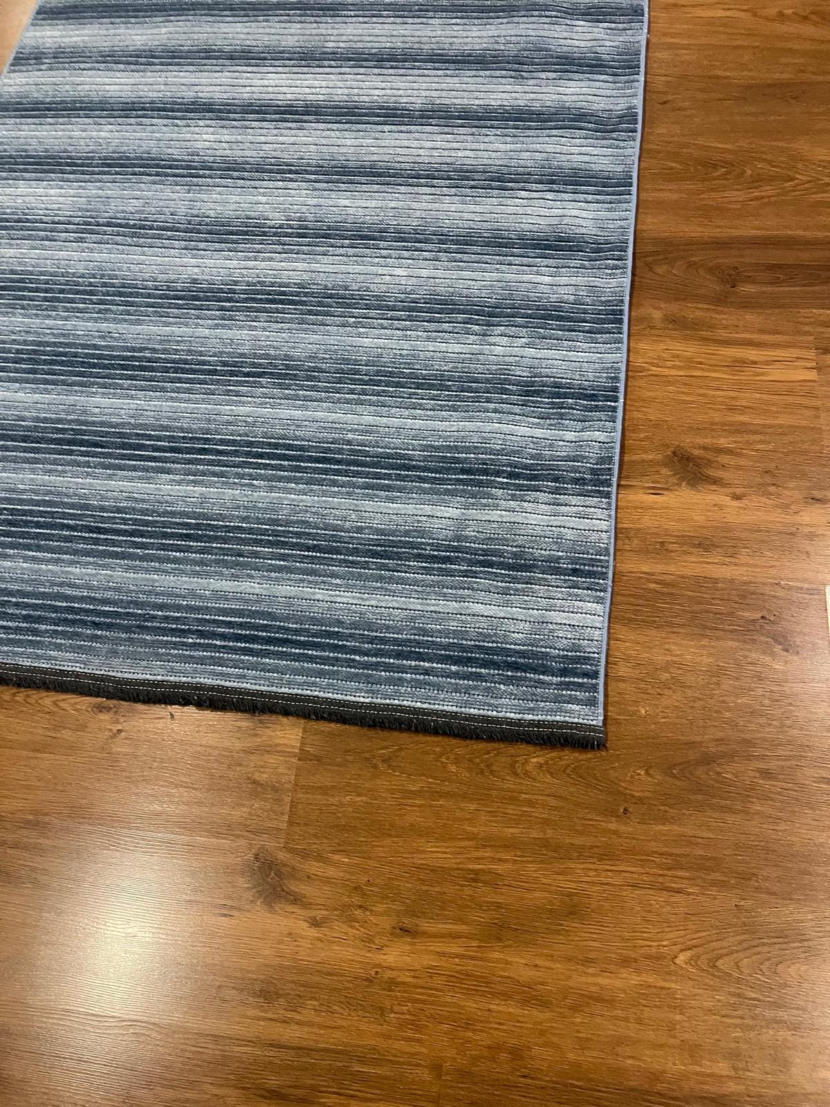 Modern Blue Striped Area Rug – Textured Contemporary Floor Carpet for Living Room & Office