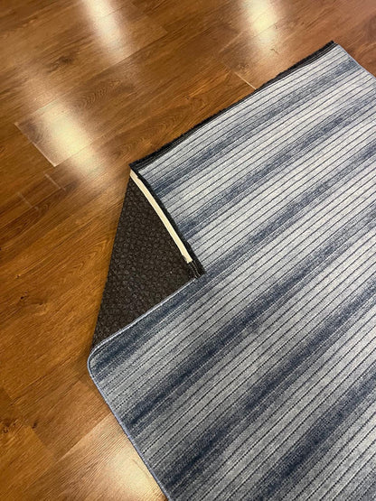 Modern Blue Striped Area Rug – Textured Contemporary Floor Carpet for Living Room & Office