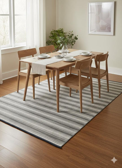 Modern Silver Striped Area Rug – Textured Contemporary Floor Carpet for Living Room & Office