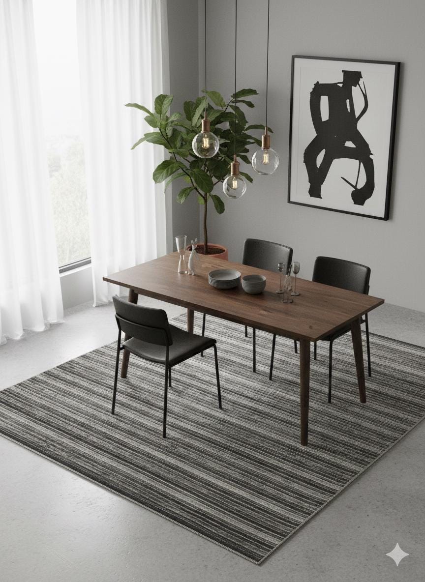 Modern Gray Striped Area Rug – Textured Contemporary Floor Carpet for Living Room & Office