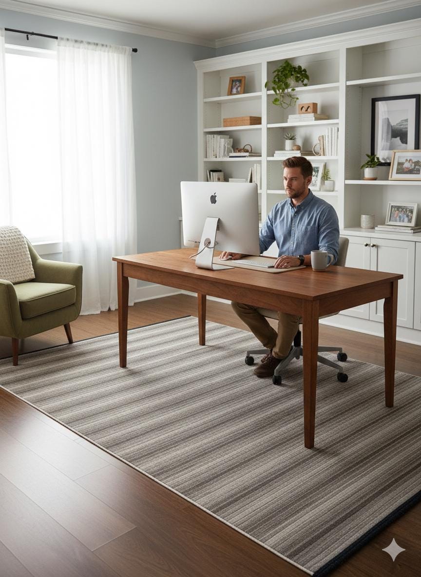 Modern Beige Striped Area Rug – Textured Contemporary Floor Carpet for Living Room & Office