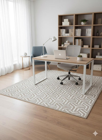 Modern Geometric Area Rug – Gray 3D Pattern Carpet, Floor Decor (160x230 cm)