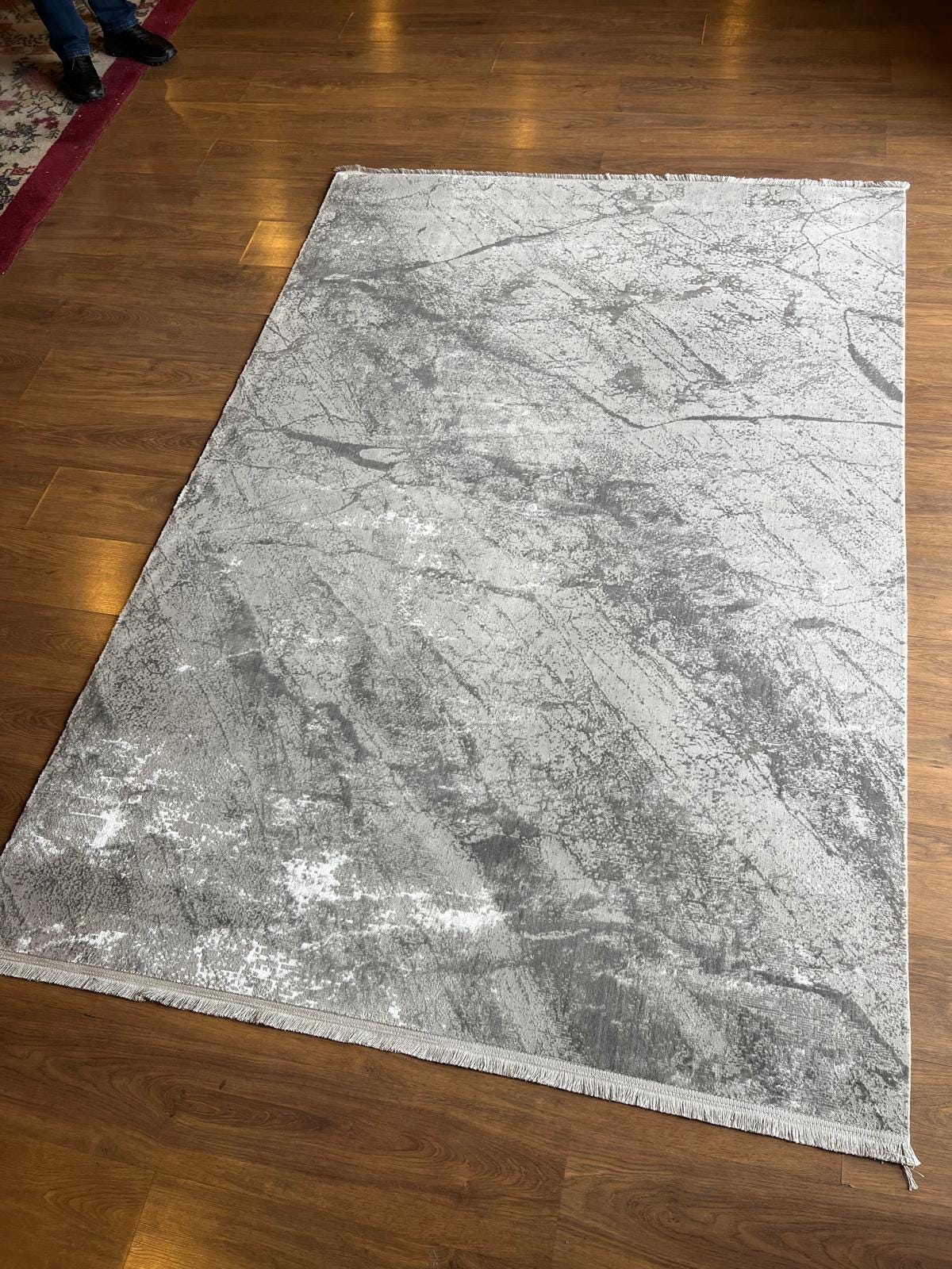 Gray Marble Area Rug – Abstract Stone Texture Carpet for Living Room