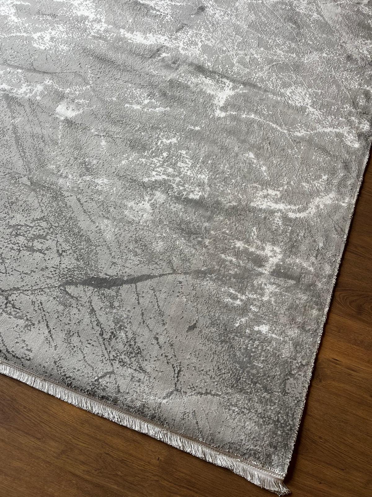 Gray Marble Area Rug – Abstract Stone Texture Carpet for Living Room