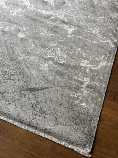 Gray Marble Area Rug – Abstract Stone Texture Carpet for Living Room