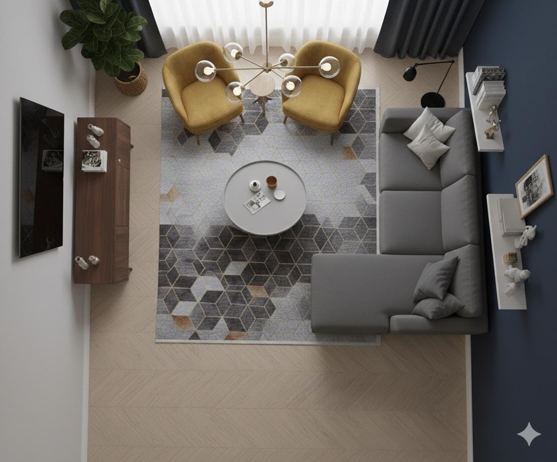 Modern Geometric Hexagon Rug, Gray Gold Contemporary Carpet, Washable Living Room Area Rug