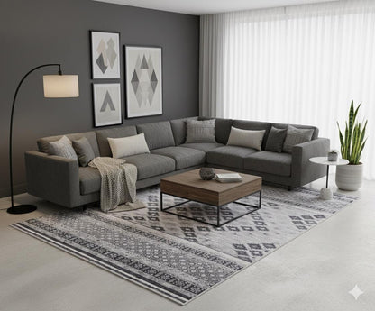 Washable Boho Tribal Rug – Distressed Kilim Style Living Room Carpet