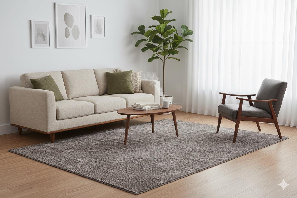 Washable Charcoal Grey Distressed Area Rug | Low Pile Non-Slip Boho Carpet