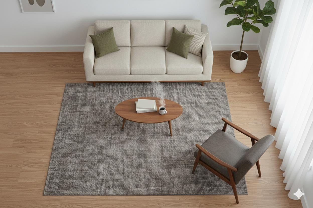 Washable Charcoal Grey Distressed Area Rug | Low Pile Non-Slip Boho Carpet