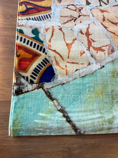 Mosaic Area Rug 5x8 ft | Colorful Abstract Tile Polyester Carpet
