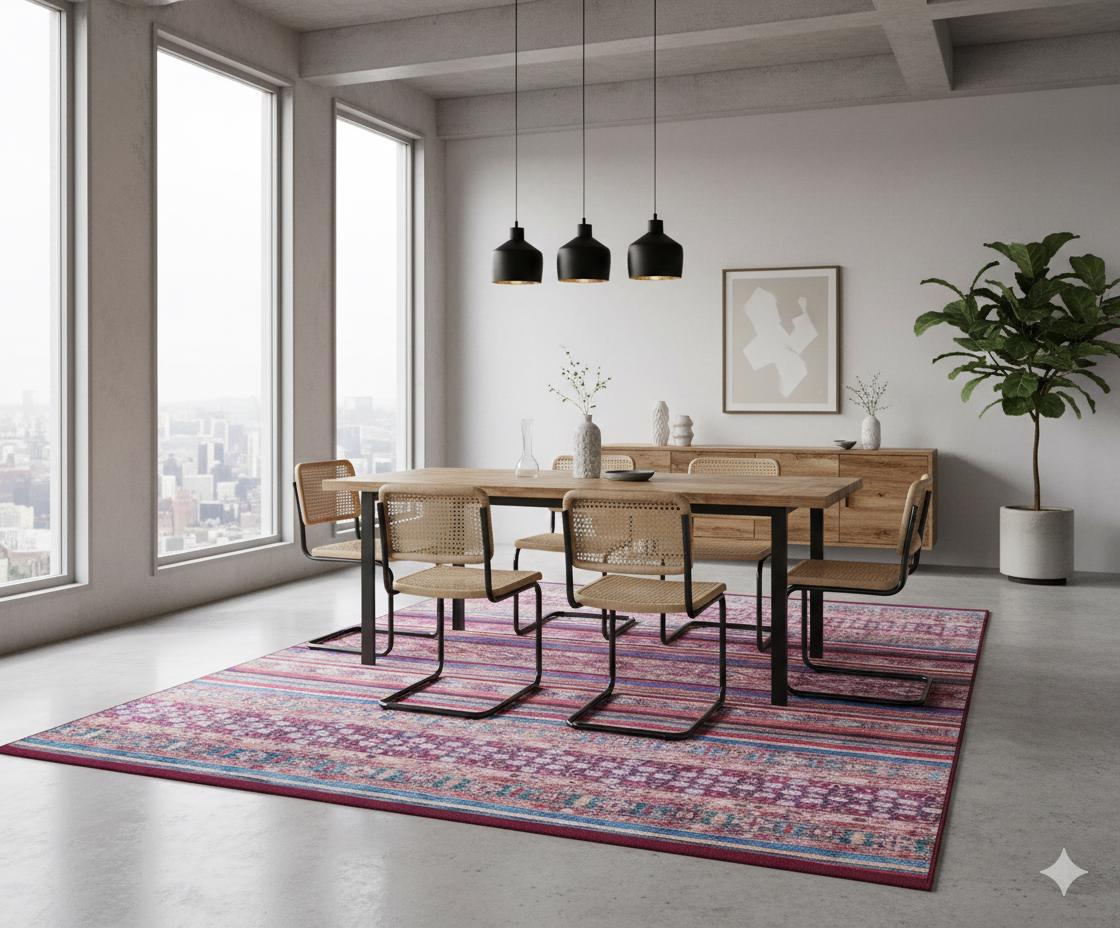 Vintage Red Shawl Design Rug: Washable Living Room Carpet