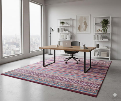 Vintage Red Shawl Design Rug: Washable Living Room Carpet
