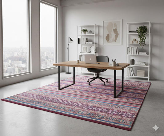 Vintage Red Shawl Design Rug: Washable Living Room Carpet