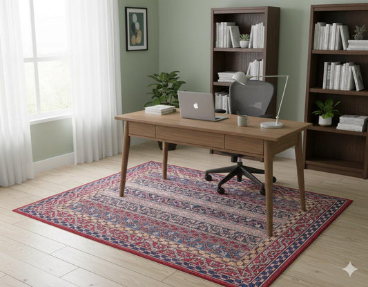 Red Vintage oriental Rug: Washable Red Accent Carpet