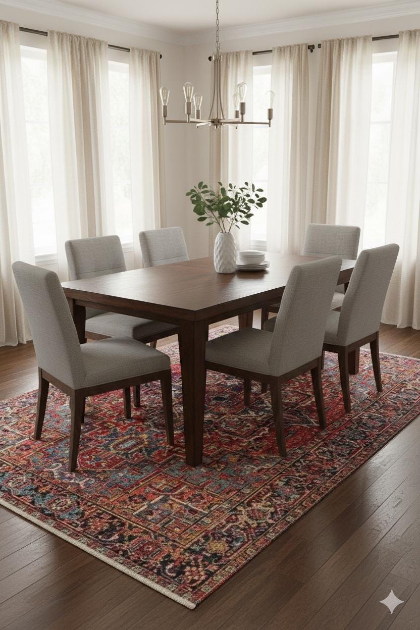 Red Vintage Rug: Classic Washable Rug with Tassels