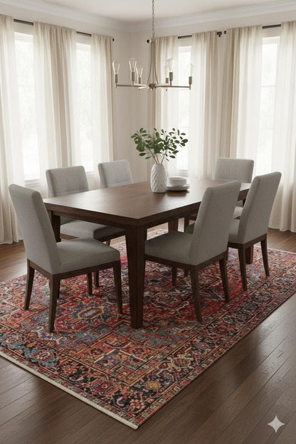 Red Vintage Rug: Classic Washable Rug with Tassels