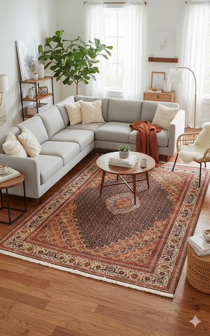 Black Vintage Rug: Washable Classic Rug with Tassels