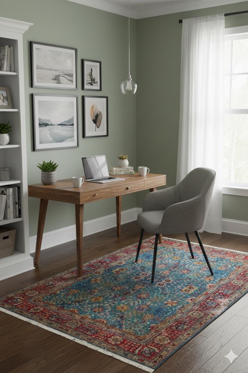 Blue Vintage Rug: Classic Washable Rug with Tassels