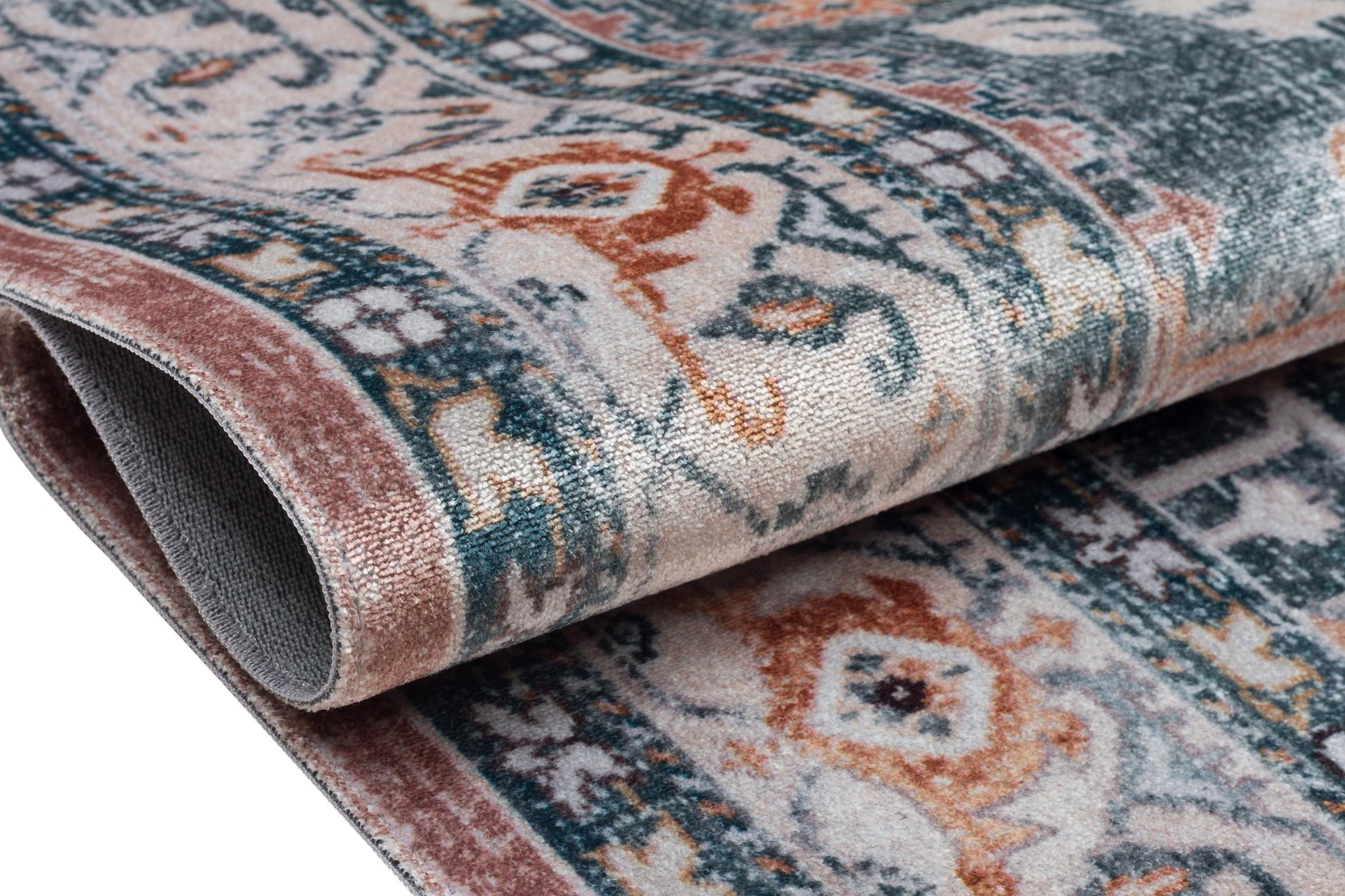 Blue Vintage Oriental Classic Rug: Washable Blue Carpet with Tassels