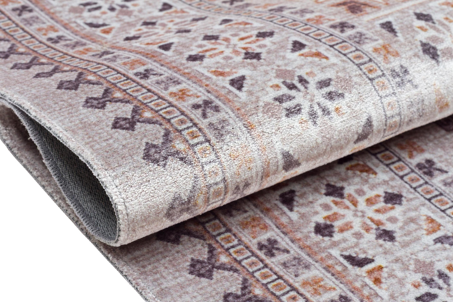 Beige Vintage Oriental Classic Rug: Washable Beige Oushak Carpet with Tassels