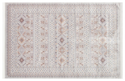 Beige Vintage Oriental Classic Rug: Washable Beige Oushak Carpet with Tassels