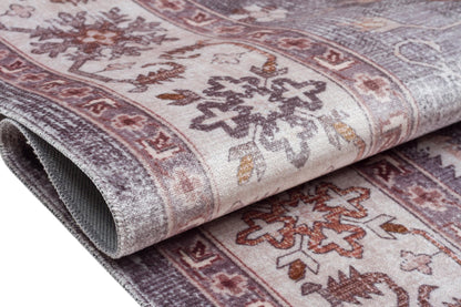 Beige Vintage Oriental Classic Rug: Washable Beige Oushak Carpet with Tassels