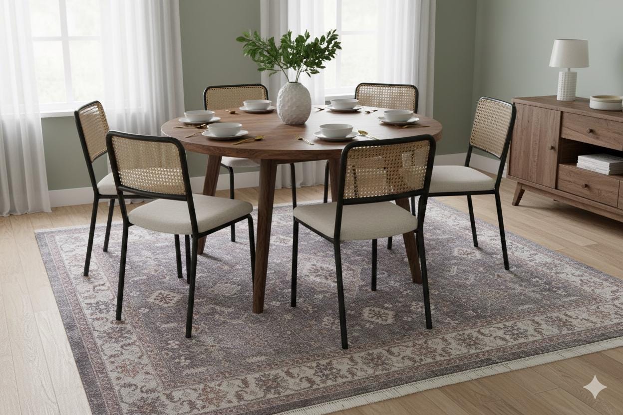 Beige Vintage Oriental Classic Rug: Washable Beige Oushak Carpet with Tassels