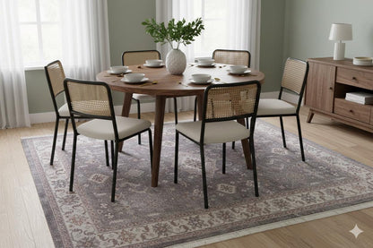 Beige Vintage Oriental Classic Rug: Washable Beige Oushak Carpet with Tassels