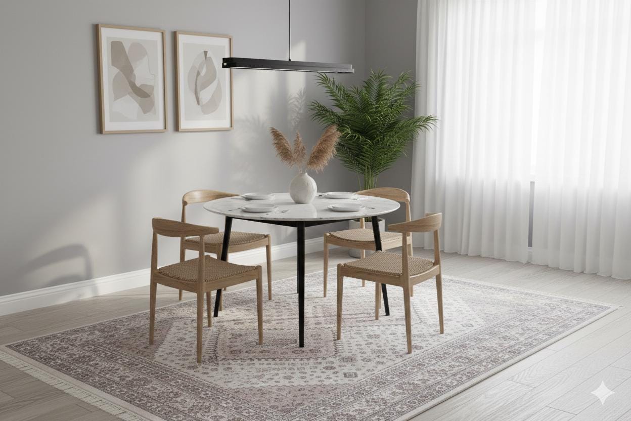 Beige Vintage Oriental Classic Rug: Washable Beige Oushak Carpet with Tassels