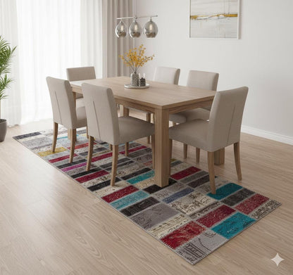 Handmade Wool Patchwork Turkish Rug: Bohemian Runner (3.3x9.5 ft)