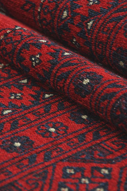 Red & Blue Washable oriental Afghan Rug: Vintage Farmhouse Style