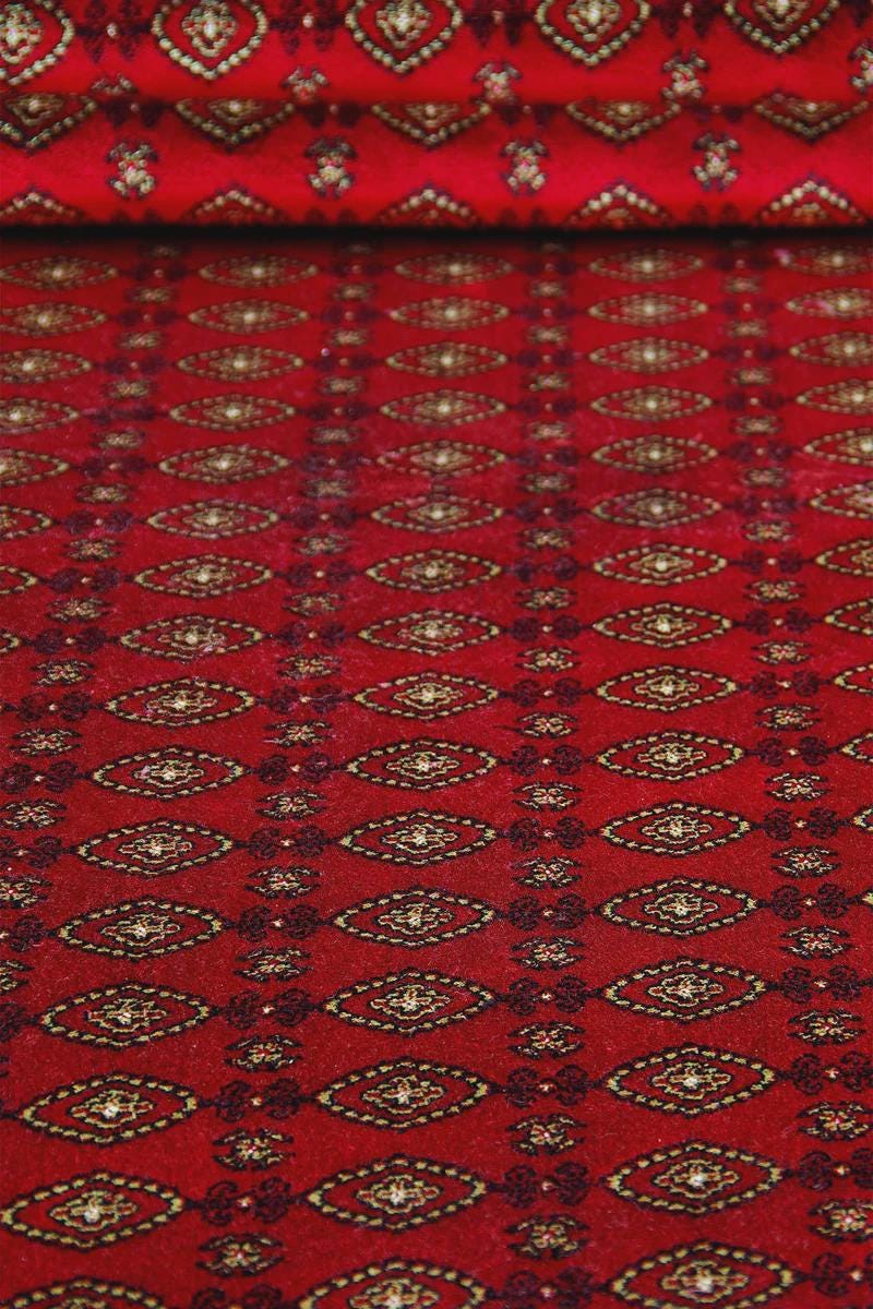 Red Bokhara Area Rug – Silk-Feel Viscose Oriental Carpet