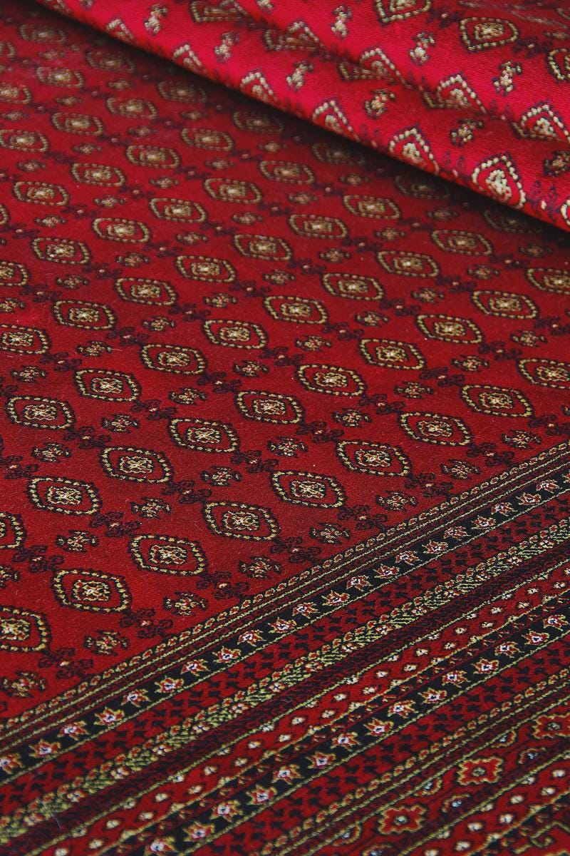 Red Bokhara Area Rug – Silk-Feel Viscose Oriental Carpet
