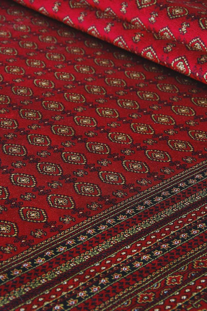 Red Bokhara Area Rug – Silk-Feel Viscose Oriental Carpet