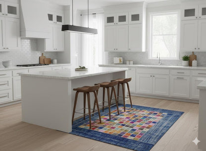 Handmade Patchwork Turkish Rug: 5'x8' Bohemian Wool Area Rug
