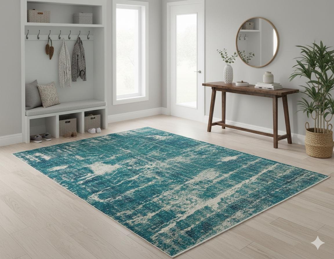 Vintage Turkish Wool Rug (5.6x8.5 ft): Handmade Anatolian Bohemian Area Rug
