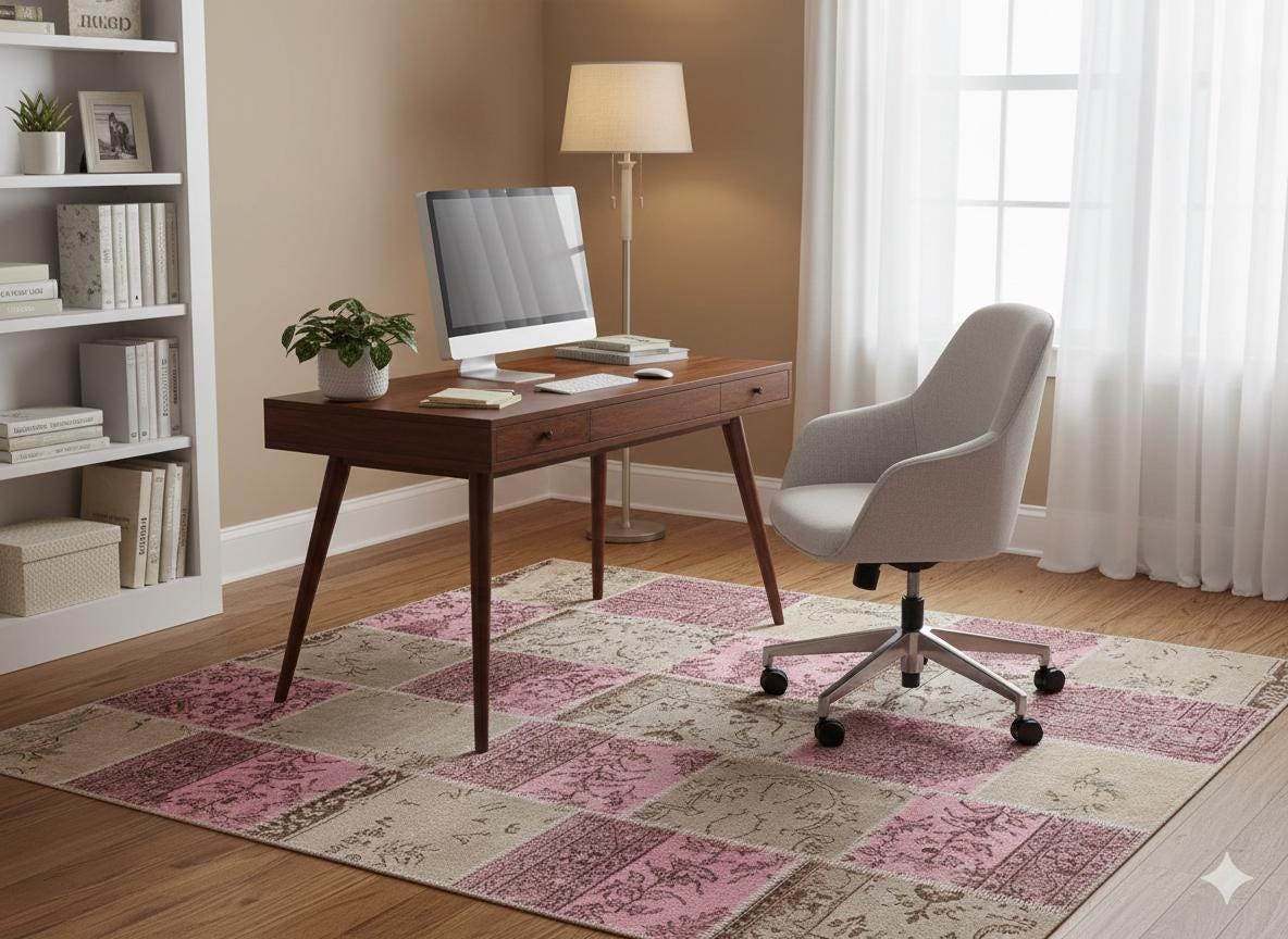 Handmade Turkish Patchwork Rug: Bohemian Wool Area Rug (6.6x9.4 ft)