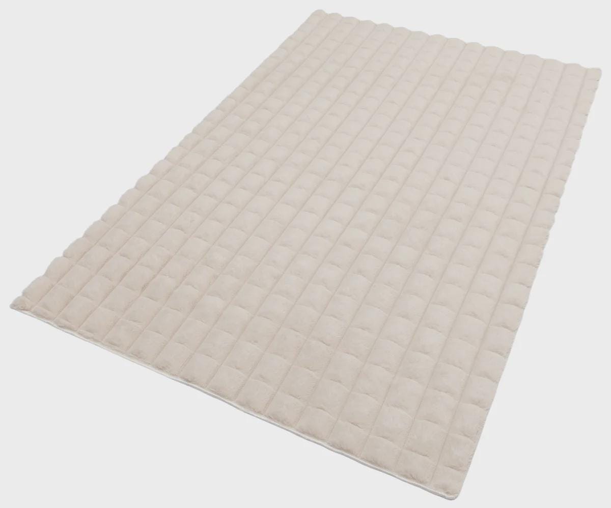 Beige Soft Fur Rug: Soft Washable Plush Carpet