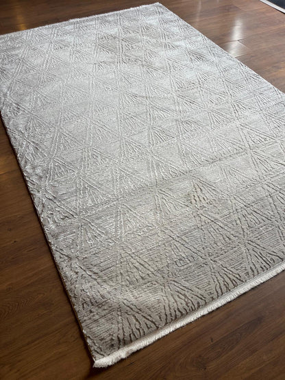 Modern Contemporary Area Rug, Grey Geometric 160x230cm Fine Quality Carpet for Living Room