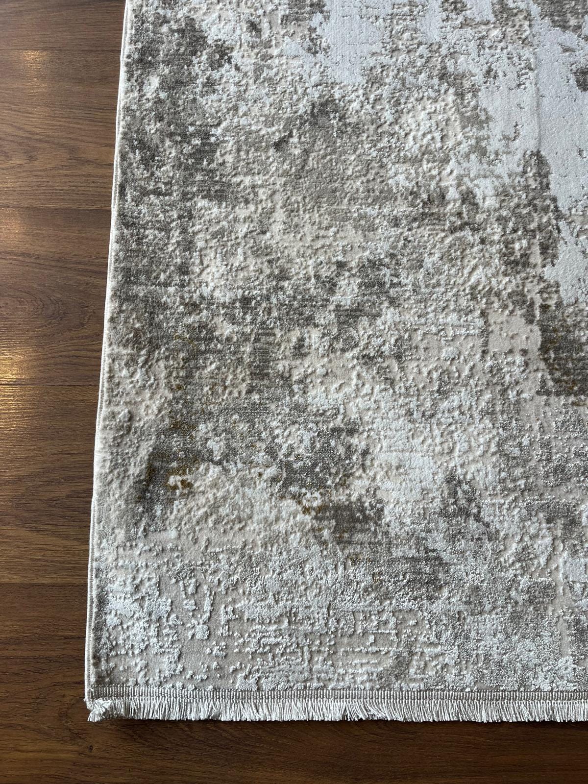 Contemporary Beige Abstract Area Rug: 160x230cm Soft Gray and Beige Fine Quality Carpet