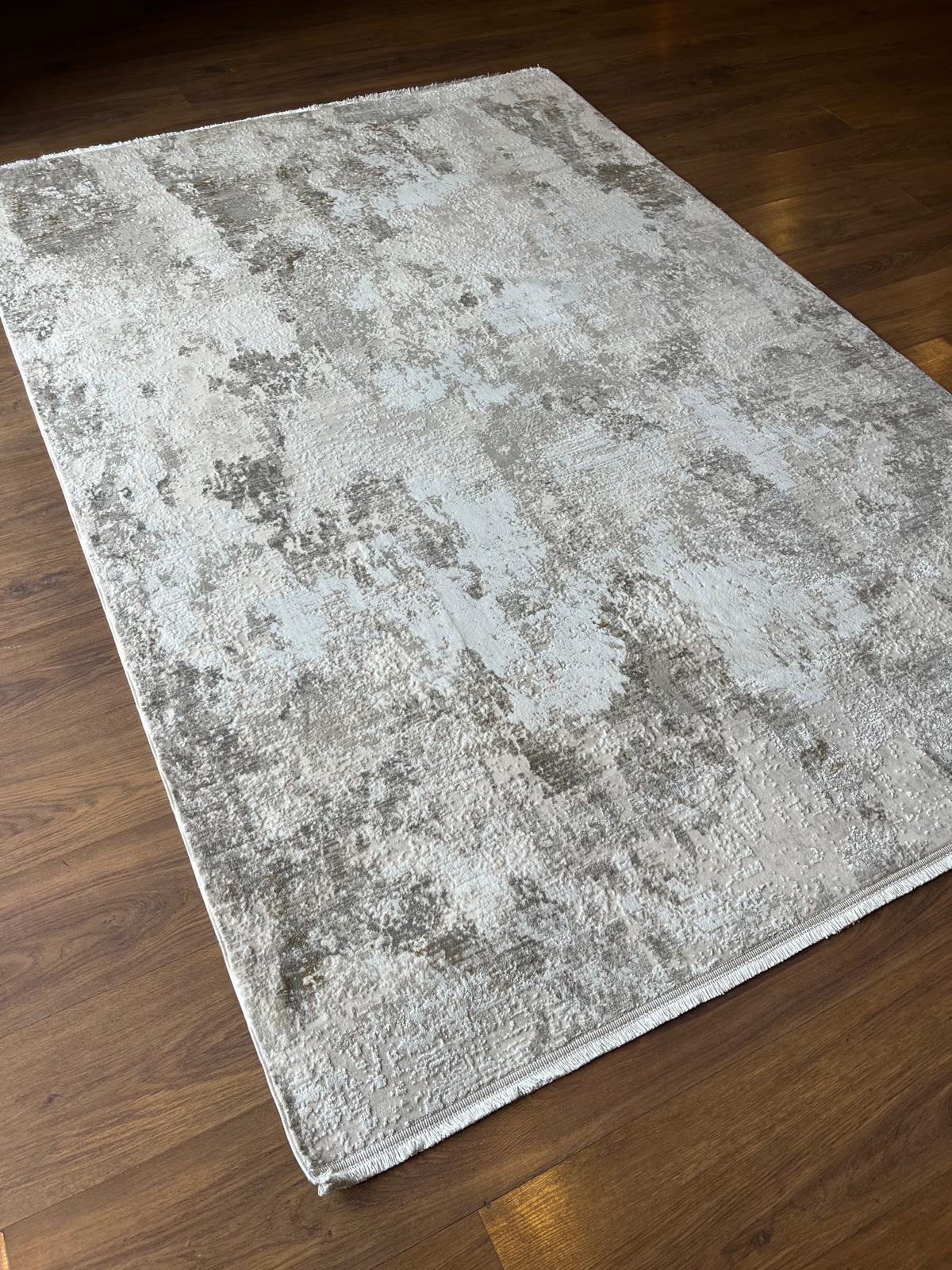 Contemporary Beige Abstract Area Rug: 160x230cm Soft Gray and Beige Fine Quality Carpet